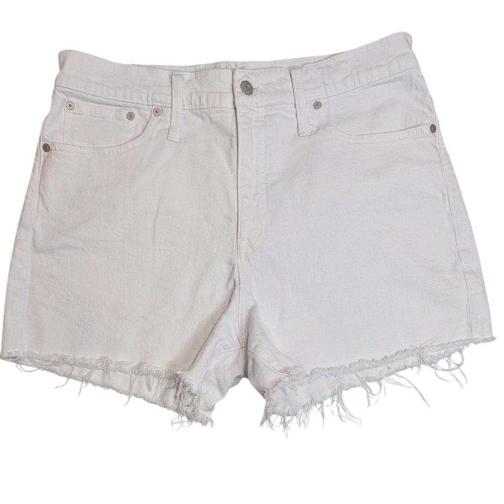 Madewell High Rise Denim Shorts White Raw Hem Cutoff Size 32